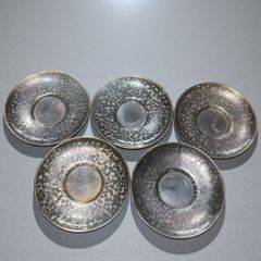 E-壁 玉川堂 鎚起銅器 茶托 5客セット 銅製 伝統工芸 煎茶道具 刻印