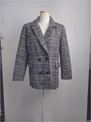グレンチェック ダブルボタン ハーフコート