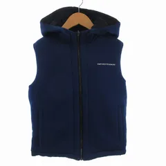 エンポリオアルマーニ EMPORIO ARMANI ベスト ジレ 中綿 リバーシブル ジップアップ フード付き 10 142cm 黒 ブラック 青 ブルー