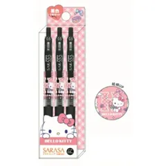 カミオジャパン/　サンリオキャラクターズ　SARASAボールペン3本セット　ロゴハローキティ　　307177