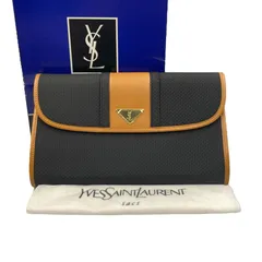 未使用品 Yves Saint Laurent イヴ ・サンローラン YSL金具  クラッチバッグ ブラック ヴィンテージ レザー
