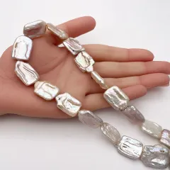 【１点限り】連40cm 大粒 淡水パール バロック レクタングル 変形 訳あり アウトレット ハンドメイド 素材 パーツ ビーズ ルース m0021