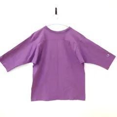 古着　Champion チャンピオン　メンズロゴTシャツ　Mサイズ　パープル系　紫色　５分丈