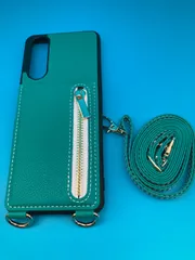 Xperia 5 III ケース ショルダーストラップ付き 手帳型 ミラー　レザー調 グリーン 新品