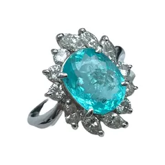 パライバトルマリン ダイヤリング プラチナ Pt850 ジュエリー