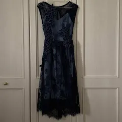34 フレイアイディ FRAY ID レース ドレス ワンピース 花柄 刺繍 ブルー 青 藍色 ネイビー 紺色　BLUE　NAVY　lace