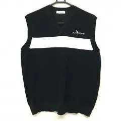 【美品】ジュンアンドロペ ニットベスト 黒×白 ロゴ刺しゅう メンズ L ゴルフウェア JUN＆ROPE