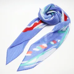 ★極美品　レアISSEMIYAKEイッセイミヤケ　プリーツ　スカーフ、ストール イッセイミヤケ プリーツプリーズ スカーフ 菱形 オレンジ色