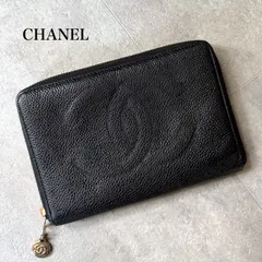 CHANEL シャネル キャビアスキン ココマーク デカココ ラウンドファスナー財布 ミディアムウォレット ブラック 黒 ゴールド金具