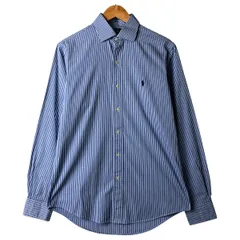 古着 ラルフローレン Ralph Lauren POLO by Ralph Lauren CUSTOM FIT DRESS SHIRT ワイドカラー 長袖 コットンストライプシャツ/eaa599818