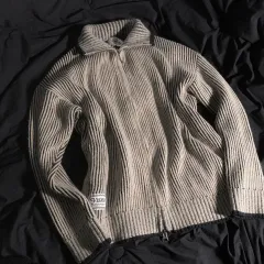 ヴィンテージ オーバーサイズ ストライプ ニット ジップアップ