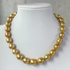 南洋ゴールド真珠 テリ抜群 12-14mm バロック ネックレス 大粒