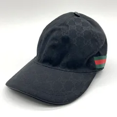 GUCCI グッチ ベースボールキャップ GGキャンバス 総柄 イタリア製 男女兼用 Sサイズ ブラック 帽子 B15313◆