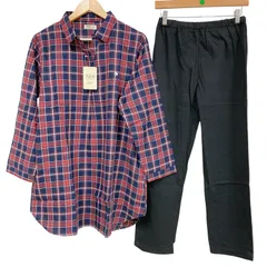 OG40 POLO HOME シャツワンピース チュニック ソフトパンツ 上下 長袖 チェック レッド レディース Lサイズ