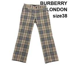 ◇ バーバリーロンドン BURBERRY LONDON スラックス カジュアルパンツ ノバチェック ストレート ベージュ 綿混 38 M 9号 レディース S5Y698