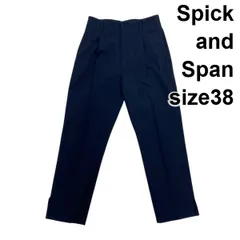 ◇ スピックアンドスパン Spick and Span スラックス テーパードパンツ センタープレス ネイビー 綿混 麻混 38 M 9号 レディース S5Y701