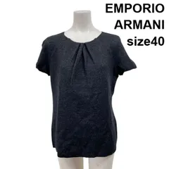 ◆ エンポリオアルマーニ EMPORIO ARMANI トップス セーター ニット 半袖 ノーカラー ギャザー グレー ウール 40 M 9号 レディース S5Y708