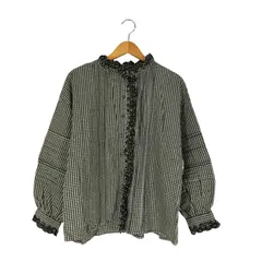 サマンサモスモス samansa Mos2 スタンドレースカラーフリルブラウス ギンガムチェック レディース FREE 