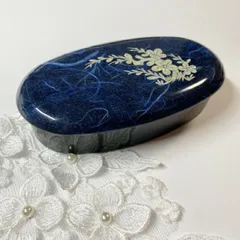 韓国牌装飾爪楊枝入れ青（梅）■youjiire-1-s【爪楊枝入れ】【ようじ入れ】【高級】【蓋つき】【かわいい】【小さめ】【韓国】【螺鈿】【プレゼント】