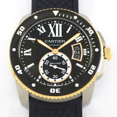 カルティエ Cartier 腕時計 カリブル ダイバー W7100055 ブラック文字盤 デイト スモールセコンド 回転ベゼル ラバーベルト SS K18PG 自動巻き 【箱・保付き】 【中古】のサムネイル