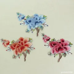 刺繍ワッペン・牡丹の刺繍(1枚)■wap-r-ha15-s【ワッペン】【刺繍】【かわいい】