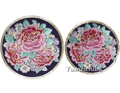 刺繍ワッペン・円形牡丹(2枚セット)■wap-h-en1-s【ワッペン】【刺繍】【韓国王妃】