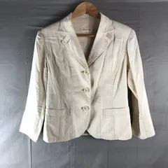 ヨシエイナバ yoshie inaba ジャケット 麻 綿 スリット 肩パッド 日本製 白 アイボリー系 9サイズ 980748のサムネイル