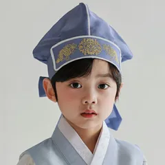 男の子トリョンモ・ブルー金龍フリーサイズ(3才～15才)■toryonmo-22-s【男の子 】【帽子】【韓国】【チョゴリ】【王子様】【韓服】