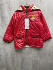 新品 ミキハウス リバーシブル クマ 星 裏フリース フード インナーベスト付き 中綿 キルティング ジャンパー ジャケット size110/赤 ◆■◎レディース