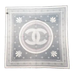 シャネル CHANEL ココマーク スカーフ コットン ネイビー ピンク レディース【中古】【Aランク】