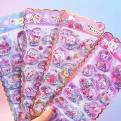 【4枚セット】猫ちゃん ウォーターシール シャカシャカ ぷっくり 豪華 大容量