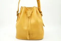 オールド コーチ ヴィンテージ ショルダーバッグ 9952 巾着 USA製 ロゴチャーム Unisex フルグレインレザー 黄色 イエロー COACH 4921h