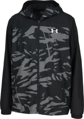 アンダーアーマー UNDER ARMOUR 野球 ソフトボール UA TRICOT WOVEN FULL-ZIP HOODED JACKET メンズ パーカー アウター 撥水 起毛 トレーニング 運動  6007972 001 BLACK