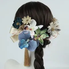 髪飾り 水引 オーガンジー リボン コチョウラン 胡蝶蘭 編みおろし 結婚式 成人式 卒業式 卒園式 袴 着物 白無垢 前撮り ツインテール ゴールド ヘアピン 造花 ドライフラワー ママ振り 浴衣 qd1259