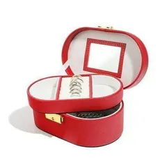 高級感あふれる ミニジュエリーボックス ミラー付き レッド　アクセサリー収納