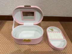 高級感あふれる ミニジュエリーボックス ミラー付き ピンク　アクセサリー収納