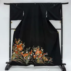 1000円台着物 黒留袖 リサイクル着物 安い リメイク 中古 礼装 ポリエステル リユース 4957