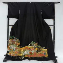 1000円台着物 黒留袖 リサイクル着物 安い リメイク 中古 礼装 ポリエステル リユース 4971