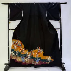 1000円台着物 黒留袖 リサイクル着物 安い リメイク 中古 礼装 ポリエステル リユース 4994