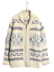 【お得なクーポン配布中!】 70s USA製 ペンドルトン ネイティブ カウチン ニット セーター メンズ L 古着 ヴィンテージ ショールカラー ウール ジャケット フルジップ