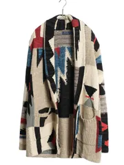 【お得なクーポン配布中!】 ポロ ラルフローレン ショールカラー ネイティブ ニット ガウン メンズ レディース S / カーディガン 総柄 羽織り コットン シルク リネン