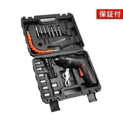 電動ドライバー セット 充電式 小型 コードレス 工具 DIY 専用ケース付き ドリル ビット 2way L字 ストレート ((S