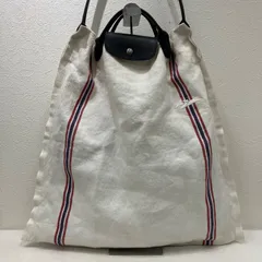 7918　LONGCHAMP　ロンシャン　コラボ　シャルベ　CHARVET EDITION 2022ss　プリアージュ　ルプリアージュ　2way　ハンドバッグ　トートバッグ　ワンショルダー　リネン　麻　レザー　オフホワイト　白　黒　ブラック　馬　ホース　刺繍