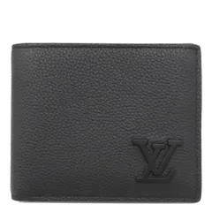 ルイヴィトン LOUIS VUITTON 二つ折り財布 ポルトフォイユ マルコ レザー LVアエログラム ノワール ブラック金具 黒  M81742 RFID【中古】