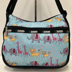 7966　LeSportsac　レスポートサック　ショルダーバッグ　水色　ライトブルー　ブラック　黒　動物柄　アニマル柄　花柄　レディース　軽量　カジュアル　シンプル