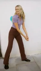 ザラ ワイド コーデュロイ パンツ 36 チョコレート ZARA ズボン