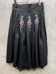 新品 axes femme アクシーズファム リボンローズ刺繍タック スカート sizeM/黒 ◇■レディース