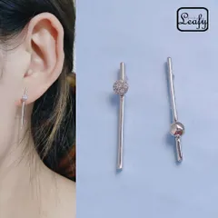 ピアス ロングバー アシンメトリー 左右非対称 シルバー ワンポイント レディース プレゼント ギフト バレンタイン ホワイトデー 卒業式 入学式 新生活 パーティー 二次会 お呼ばれ お出かけ 大人可愛い 上品 個性的 揺れる 輝き  送料無料
