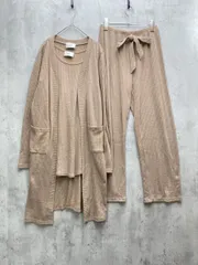 HUG.U ハグユー パジャマ ルームウェア リブニット 3点セット ロングカーディガン タンクトップ パンツ sizeF/ラテ ◇■レディース