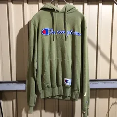 1279 Champion AUTHENTIC パーカー カーキ M チャンピオン オーセンティック スウェット 刺繍ロゴ 古着卸 アメリカ仕入